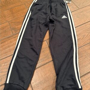 Adidas Kids Black Joggers with White Stripes